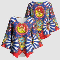Carretto Siciliano Folk Art Kimono Sleeve Blouse Trinacria Symbol Italian Pattern