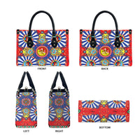 Carretto Siciliano Folk Art Leather Bag Trinacria Symbol Italian Pattern