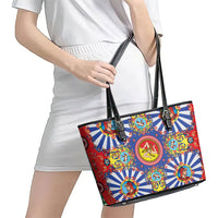 Carretto Siciliano Folk Art Leather Tote Bag Trinacria Symbol Italian Pattern