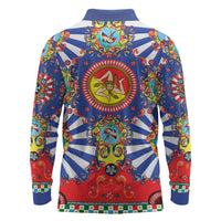 Carretto Siciliano Folk Art Long Sleeve Polo Shirt Trinacria Symbol Italian Pattern