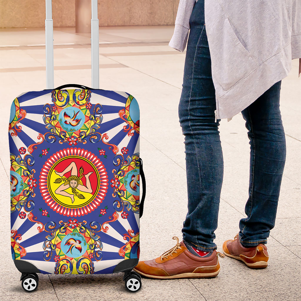 Carretto Siciliano Folk Art Luggage Cover Trinacria Symbol Italian Pattern