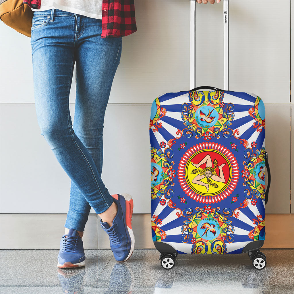 Carretto Siciliano Folk Art Luggage Cover Trinacria Symbol Italian Pattern