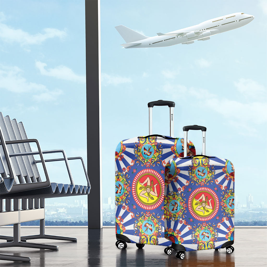 Carretto Siciliano Folk Art Luggage Cover Trinacria Symbol Italian Pattern