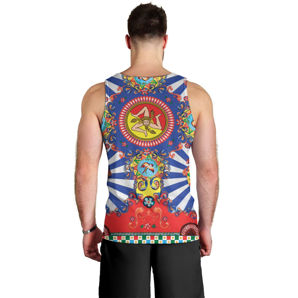 Carretto Siciliano Folk Art Men Tank Top Trinacria Symbol Italian Pattern