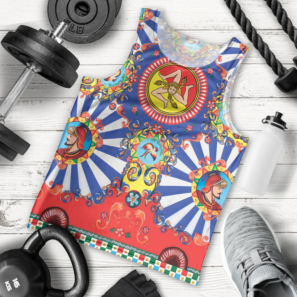 Carretto Siciliano Folk Art Men Tank Top Trinacria Symbol Italian Pattern