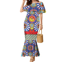 Carretto Siciliano Folk Art Mermaid Dress Trinacria Symbol Italian Pattern