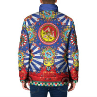 Carretto Siciliano Folk Art Padded Jacket Trinacria Symbol Italian Pattern