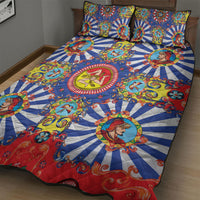 Carretto Siciliano Folk Art Quilt Bed Set Trinacria Symbol Italian Pattern