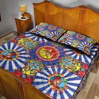 Carretto Siciliano Folk Art Quilt Bed Set Trinacria Symbol Italian Pattern
