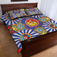 Carretto Siciliano Folk Art Quilt Bed Set Trinacria Symbol Italian Pattern