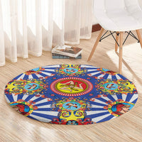 Carretto Siciliano Folk Art Round Carpet Trinacria Symbol Italian Pattern