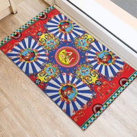 Carretto Siciliano Folk Art Rubber Doormat Trinacria Symbol Italian Pattern