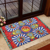 Carretto Siciliano Folk Art Rubber Doormat Trinacria Symbol Italian Pattern