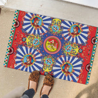 Carretto Siciliano Folk Art Rubber Doormat Trinacria Symbol Italian Pattern
