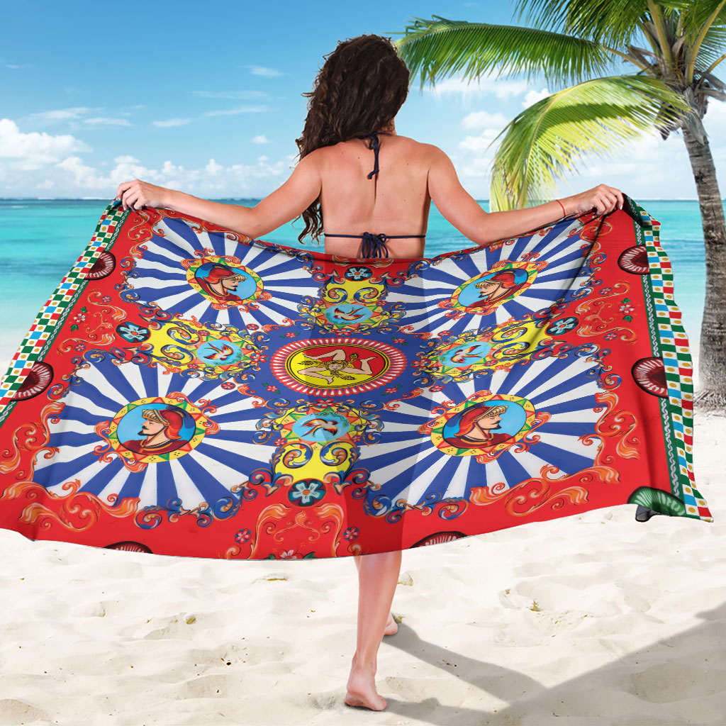 Carretto Siciliano Folk Art Sarong Trinacria Symbol Italian Pattern