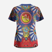 Carretto Siciliano Folk Art Scrub Top Trinacria Symbol Italian Pattern