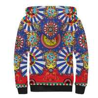 Carretto Siciliano Folk Art Sherpa Hoodie Trinacria Symbol Italian Pattern