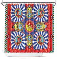 Carretto Siciliano Folk Art Shower Curtain Trinacria Symbol Italian Pattern
