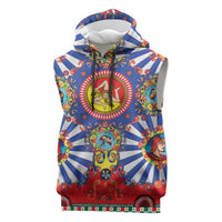 Carretto Siciliano Folk Art Sleeveless Hoodie Trinacria Symbol Italian Pattern
