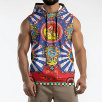 Carretto Siciliano Folk Art Sleeveless Hoodie Trinacria Symbol Italian Pattern