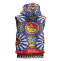 Carretto Siciliano Folk Art Sleeveless Zip Hoodie Trinacria Symbol Italian Pattern