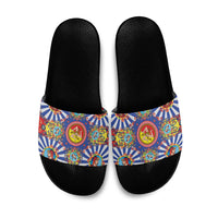 Carretto Siciliano Folk Art Slide Sandals Trinacria Symbol Italian Pattern