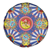 Carretto Siciliano Folk Art Spare Tire Cover Trinacria Symbol Italian Pattern