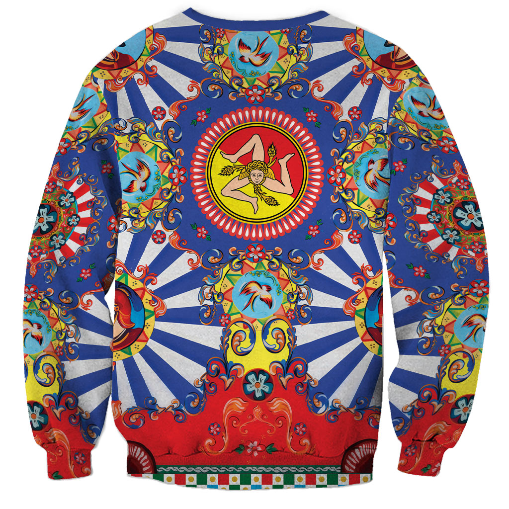 Carretto Siciliano Folk Art Sweatshirt Trinacria Symbol Italian Pattern