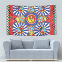 Carretto Siciliano Folk Art Tapestry Trinacria Symbol Italian Pattern