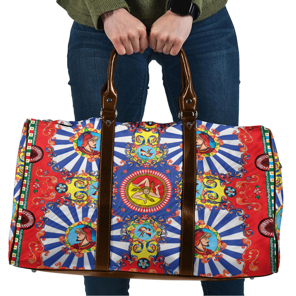 Carretto Siciliano Folk Art Travel Bag Trinacria Symbol Italian Pattern