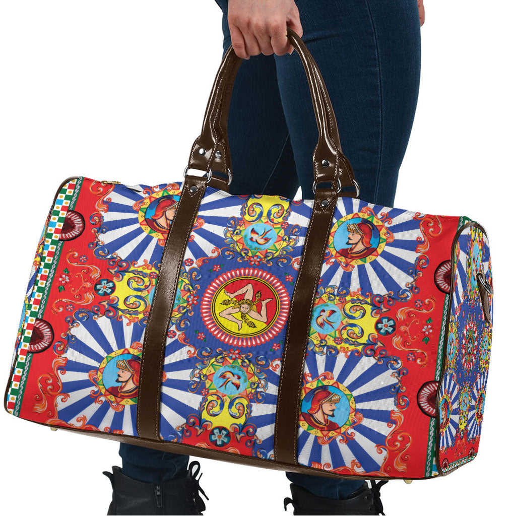 Carretto Siciliano Folk Art Travel Bag Trinacria Symbol Italian Pattern