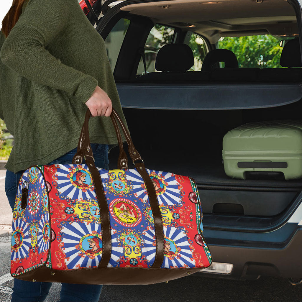 Carretto Siciliano Folk Art Travel Bag Trinacria Symbol Italian Pattern
