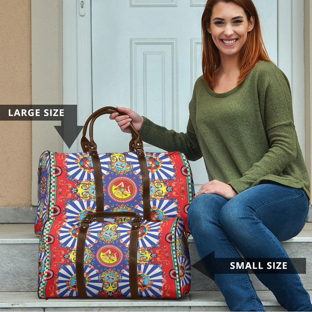 Carretto Siciliano Folk Art Travel Bag Trinacria Symbol Italian Pattern