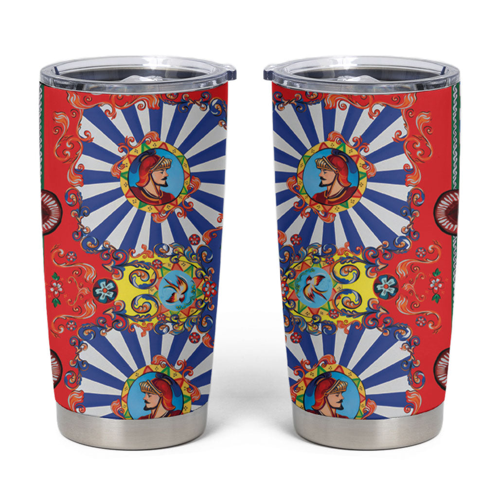 Carretto Siciliano Folk Art Tumbler Cup Trinacria Symbol Italian Pattern