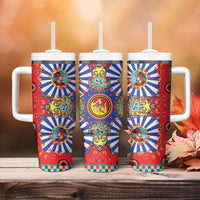 Carretto Siciliano Folk Art Tumbler With Handle Trinacria Symbol Italian Pattern