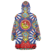 Carretto Siciliano Folk Art Wearable Blanket Hoodie Trinacria Symbol Italian Pattern