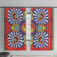 Carretto Siciliano Folk Art Window Curtain Trinacria Symbol Italian Pattern