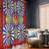 Carretto Siciliano Folk Art Window Curtain Trinacria Symbol Italian Pattern