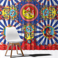 Carretto Siciliano Folk Art Window Curtain Trinacria Symbol Italian Pattern