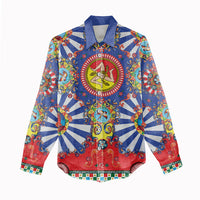 Carretto Siciliano Folk Art Women Casual Shirt Trinacria Symbol Italian Pattern