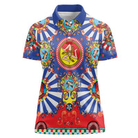 Carretto Siciliano Folk Art Women Polo Shirt Trinacria Symbol Italian Pattern