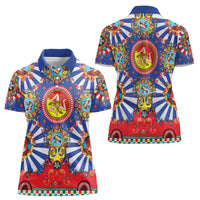 Carretto Siciliano Folk Art Women Polo Shirt Trinacria Symbol Italian Pattern