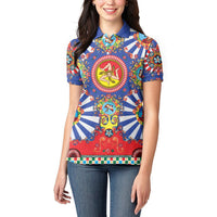 Carretto Siciliano Folk Art Women Polo Shirt Trinacria Symbol Italian Pattern