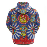 Carretto Siciliano Folk Art Zip Hoodie Trinacria Symbol Italian Pattern
