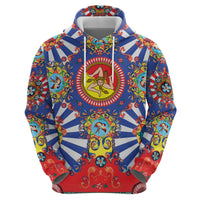 Carretto Siciliano Folk Art Zip Hoodie Trinacria Symbol Italian Pattern
