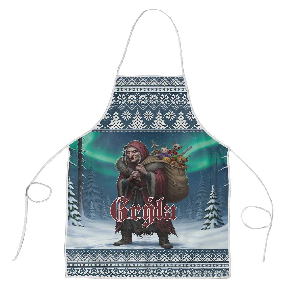 Iceland Christmas Apron Icelandic Gryla Evil Mother of Yule Lads - Wonder Print Shop
