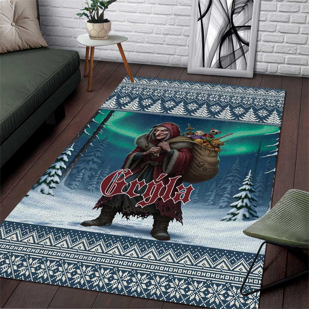 Iceland Christmas Area Rug Icelandic Gryla Evil Mother of Yule Lads - Wonder Print Shop