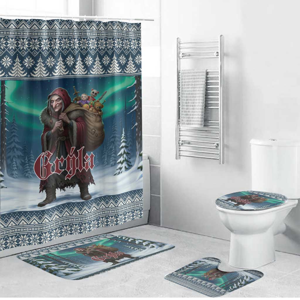 Iceland Christmas Bathroom Set Icelandic Gryla Evil Mother of Yule Lads - Wonder Print Shop