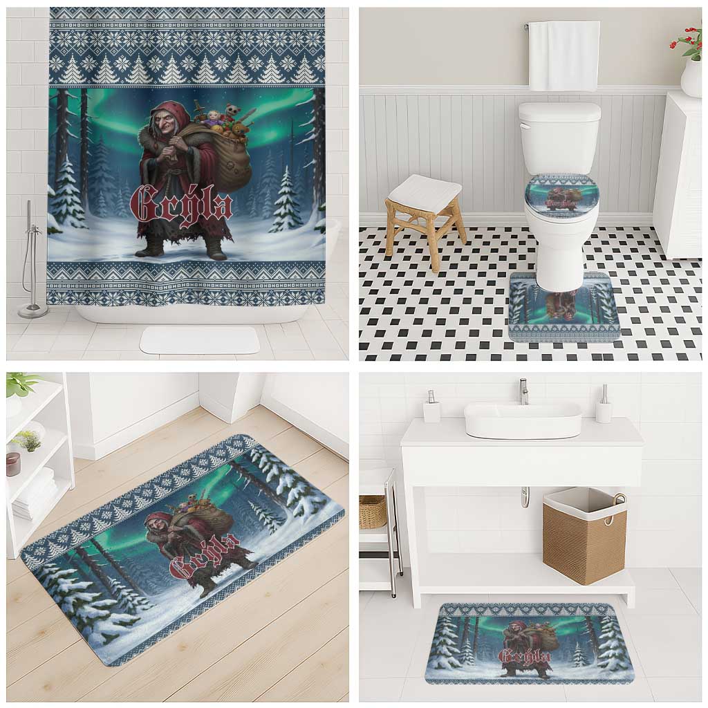 Iceland Christmas Bathroom Set Icelandic Gryla Evil Mother of Yule Lads - Wonder Print Shop