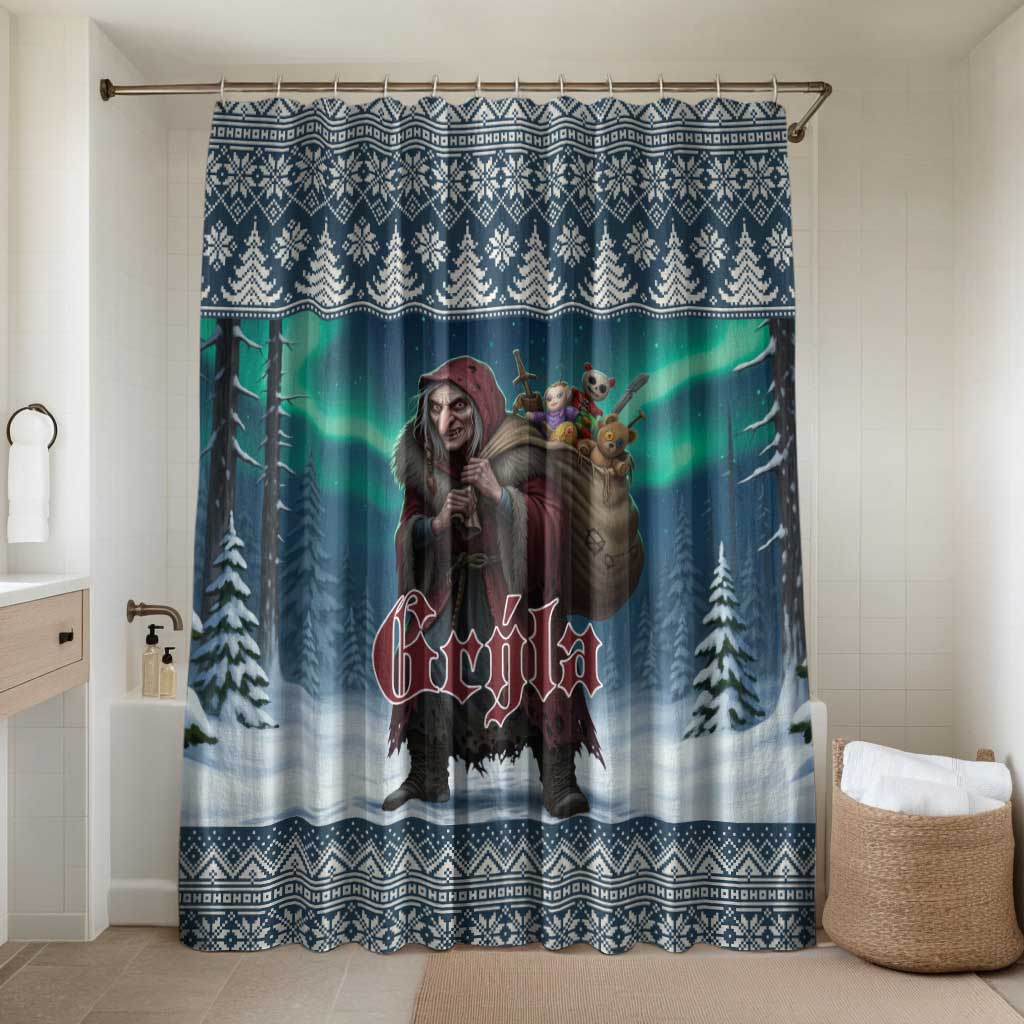 Iceland Christmas Bathroom Set Icelandic Gryla Evil Mother of Yule Lads - Wonder Print Shop
